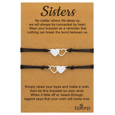 Bixorp Friends Vriendschapsarmbandjes voor 2 met Zilverkleurige Hartjes - BFF ArmbandMeisjes - Best Friends Armband Vriendschap Cadeau voor Twee