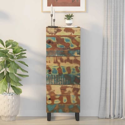 vidaXL - Hoge - kast - met - 3 - deuren - 40x33x110 - cm - gerecycled - hout - en - ijzer