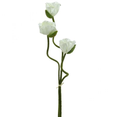 Kunstbloem Kunstbloem Poppy Corn Rose Wit L55/60/70cm Set van 3, 3 Stü