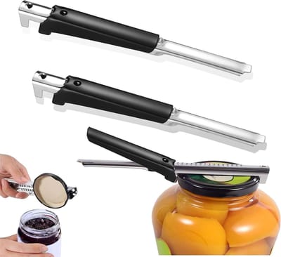 2 stuks verstelbare blikopener, nieuwe verstelbare blikopener, moeiteloze artritisglasopener, flesopener voor senioren, multifunctionele opener, artritis glasdekselopener van roestvrij staal (zwart)