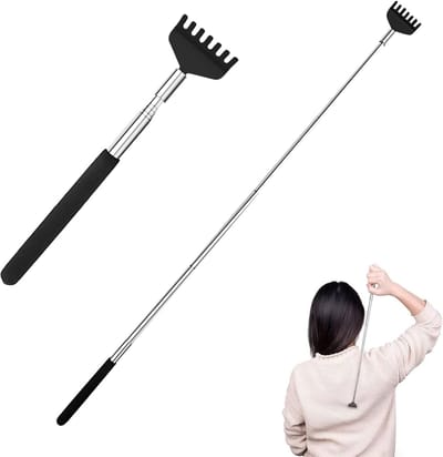 1 stuk telescopische krabhand, robuust en duurzaam, breed krasoppervlak, premium massage-rugkrabber, praktisch cadeau voor vaderdag (zwart)
