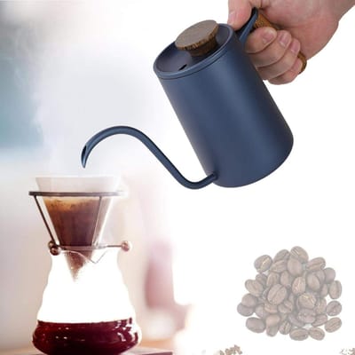 Zwanenhals Waterkoker - Koffiepot Theeketel - Druppelen Koffie Thee - Lange Smalle Uitloop - 600 ml Capaciteit - Blauw