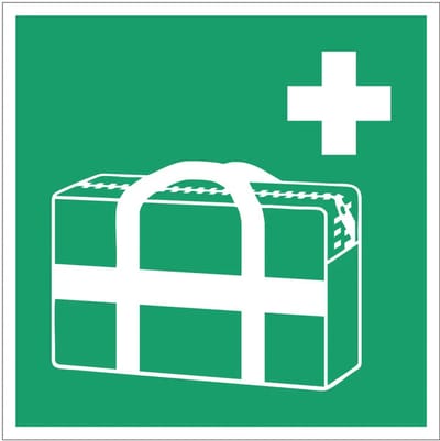 Medische noodtas bord – E027 | gecoat dibond materiaal | 10 x 10 cm