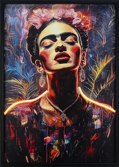 Schilderij met LED Frida Kahlo 50x70cm