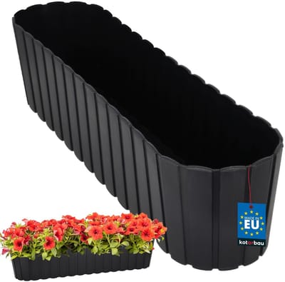KOTARBAU® Balkonbak, Bloembak voor Balkon, Kunststof, 60 x 14 x 13 cm, Antraciet, Plantenbak Balkon, Groot, Rustiek, Weerbestendig Plantenbak, voor Binnen en Buiten