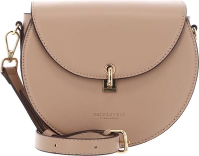 SEIDENFELT MANUFAKTUR Schoudertas Kisa Midi Saddle II Powder Taupe / Gold Lichtbruin