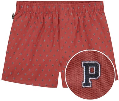 Pockies heren wijde boxershort allover p's rood