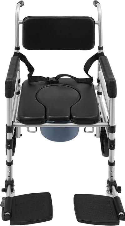 Mobiele Toiletstoel - Douchestoel Rolstoel - Thuiszorg Mobiliteit - Inklapbaar Verstelbaar - Max 150kg Draagkracht