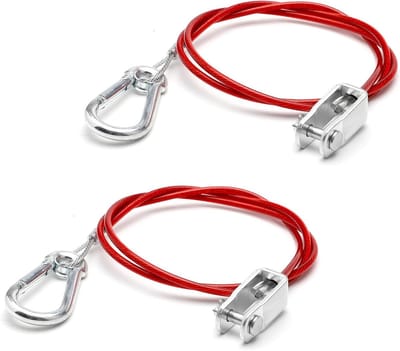 Set van 2 Veiligheidskabels voor Aanhangers - 1 m Remkabel en Trekkoord voor Ongebremste Aanvoerders, Caravans en Vissersboot Aanhangers in Rood