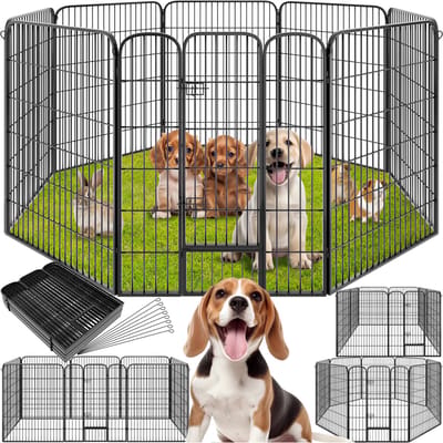 tectake® - 8-hoekige of vierkante of rechthoekige puppyren 100cm hoog - Kleine dieren, konijnen, cavia's - Losse elementen - Variabele vormen - Metalen elementen