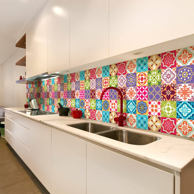 Zelfklevende tegelmuurstickers voor keuken en badkamer - 30 Gloriana Azulejo tegelstickers - 30 stickers 20x20cm