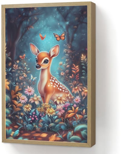 Nachtlampje 40x60 cm - Kinder lamp - Hert - Magisch - Sprookjesbos - Tafellamp kinderkamer draadloos - Slaapkamer lampje - Bedlamp kinderen - Kinderlampje - Wandlamp babykamer - Nachtlampjes