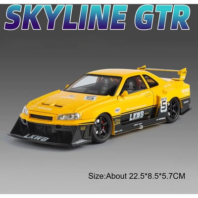 1:24 Gtr-R34 Gtr-S15 Modelauto Speelgoed Legering Carrosserie Rubberen Banden Schokdemping Sportauto's 4 Deuren Openbare Modellen Geweldig Verzamelobject