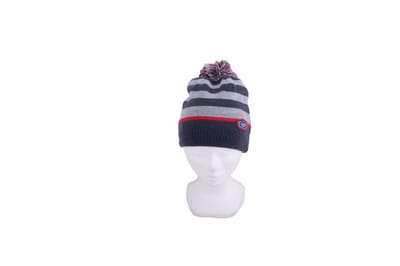 Kinder Sjaal, Gestreept Blauw, Grijs, Rood, 140 x 16 cm.
