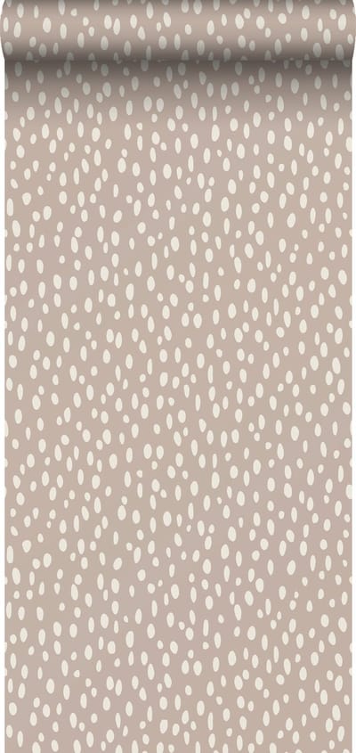 ESTAhome behang stippen oudroze en wit - 53 cm x 10.05 m - 139255