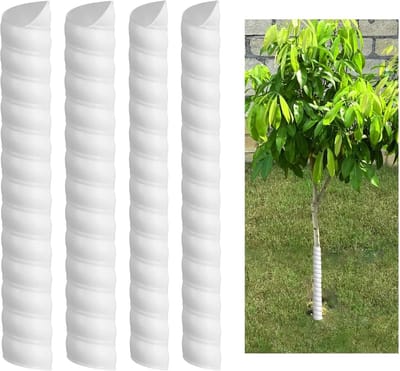 4 stuks - Boomstambeschermers - 2 maten boomschorsbeschermers - Voor het beschermen van boomschors - Kunststof spiraalvormige boombeschermers - Boomschorsbeschermingsbuis - Wit