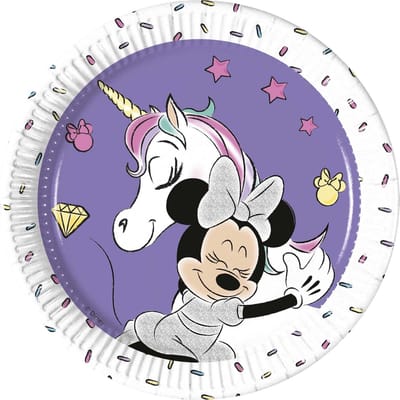 PROCOS - 8 kleine kartonnen Minnie en de eenhoorn borden - Decoratie > Borden