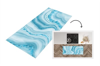 Keukenloper - Loper keuken - Marmer - Wit - Lijn - 120x50 cm - Keukenloper vinyl