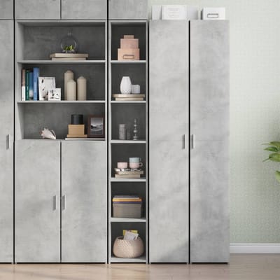 vidaXL - Hoge - kast - 30x41x185 - cm - bewerkt - hout - betongrijs