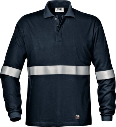 SIR SAFETY GINKO Hi Vis Reflecterend Lange mouw Werkpolo HEREN Donkerblauw - Antistatisch - 180 g/m² - Reflecterende Band