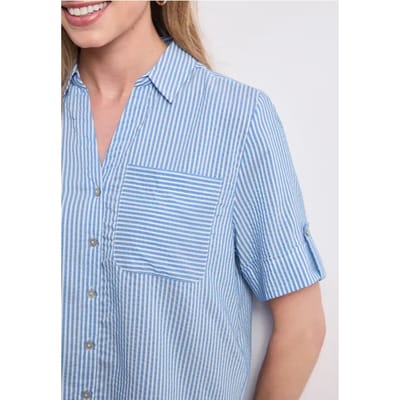 Overhemdblouse met korte mouwen en omgeslagen details