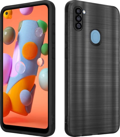 Cadorabo Hoesje geschikt voor Samsung Galaxy A11 / M11 in Brushed Zwart - Beschermhoes Case Cover van flexibel TPU silicone in Brushed design