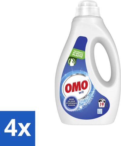 4 x OMO – Vloeibaar Wasmiddel – Wit – 19 Wasbeurten – 950 ml - Wasmiddel Wit - Vlekken Verwijderen - Stralend Wit - Was Op Lage Temperatuur - Korte Wasprogramma