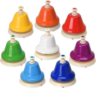 Bureaubellen Set - Muziekbellen Regenboog - Muziek Leren - Diatonische Tonen - 8 Stuks - Regenboog