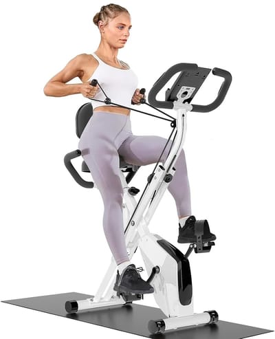 Seastone - 4 in 1 Opvouwbare Hometrainer - X-bike met 8 Verstelbare Weerstandsniveaus - 2.5KG Vliegwiel - LCD Scherm - Oefeningen voor het hele lichaam - Wit