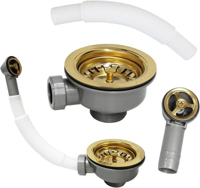 gootsteen 114 mm, afvoerzeef met overloop, gootsteen afvoergarnituur, spoelafvoer, zeefkorfventiel roestvrij staal, verdikt design 1½ inch voor gootsteengatgrootte 83-90 mm
