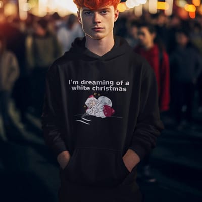 Lekker Waus Foute Kerst Hoodie Zwart - I'm Dreaming Of A White Christmas - Maat XS - Kerst Outfit Dames & Heren