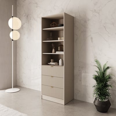 Meubella - Tavares - Boekenkast - Beige - 60x40x180 cm