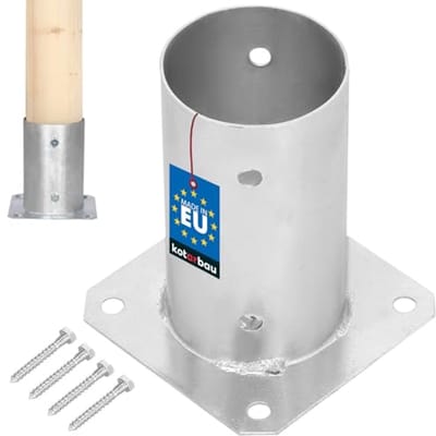 KOTARBAU® Paalvoet, Paalhouder, voor Schroefbevestiging, Staal, Ø 80 mm, Zilver, Paalsteun, Gegalvaniseerde Paalhouder, voor Tuin en Bouwprojecten
