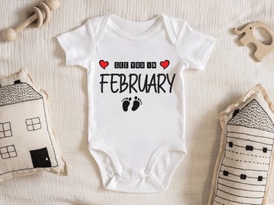Hospitrix Baby Rompertje met Tekst Coming soon February | Korte Mouw | Cadeau voor Zwangerschap | Bekendmaking | Aankondiging | Aanstaande Moeder
