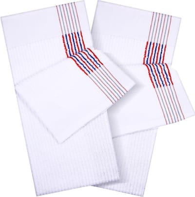 Mixweer 2 stuks Caddy golfhanddoek 22" x 42" grote caddy handdoek camping sport handdoeken katoen zachte handdoeken voor mannen golfliefhebbers (wit met rode en blauwe streep)