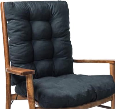 Tuinstoel Kussen - Zitkussen Lounger - Buiten Ontspannen - Verdikking Parelkatoen - 43x43x10cm Rug 43x53x10cm - Zwart