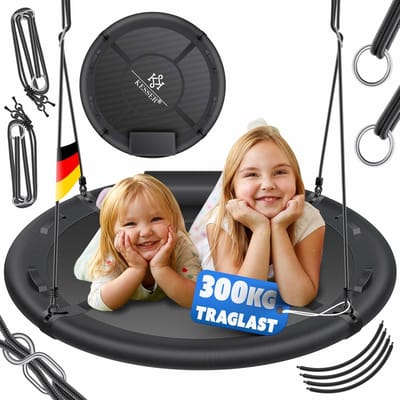 Hangschommel Ronde Schommel Ø 100 cm tot 200 kg belastbaar Verstelbare Touwlengte Tuinschommel Kinderschommel Binnen - Buitenschommel voor Kinderen & Volwassenen Antraciet