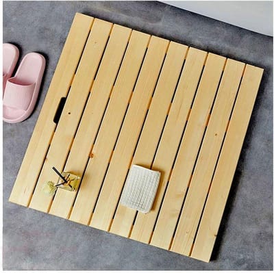 Natuurlijke Houten Douchemat, Bamboemat, Houten Badmat, Houten Douchemat, Bamboe Badmat Voor Douche, Antislip Natuurlijke Douchemat, Aanpasbaar,80x90cm/31x36in