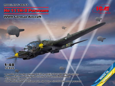 ICM Modelbouwpakket Auto - 48267 Heinkel He-111H-8 Paravane - WWII German Aircraft Plastic - 1:48 - Modelbouw