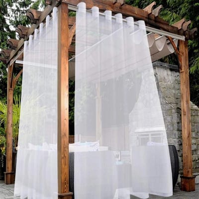 2-delige transparante gordijnen - Waterdicht en lichtdoorlatend gordijn voor buiten — Waterdicht — Geschikt voor woonkamers, slaapkamers, veranda's, tuinhuisjes en recreatiehutten — Wit (132*183cm)