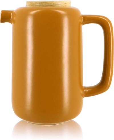 OGO aarden theepot met houten deksel en rvs infuser - Geel - 900ml