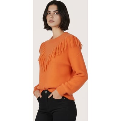 EsQualo Sweater Fringes Soft Orange Größe: XS | Pullover Outlet | Damen | Orange