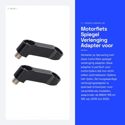 Dailygoods - Motorfiets Spiegel Verlenging - Adapter voor Spiegels - Hoogwaardig Aluminium - Zwart - Versterking van zichtbaarheid
