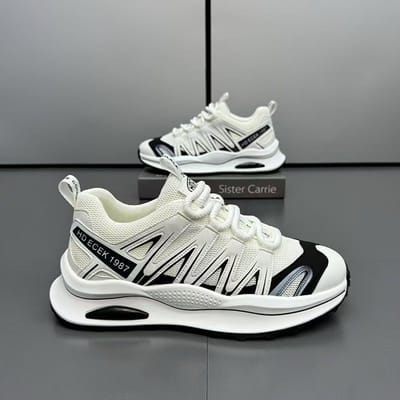 Nieuwe Trendy Herenschoenen Mesh Ademend Mode Sport Casual Schoenen Trendy en Hot Comfortabele Papa Schoenen 44 white
