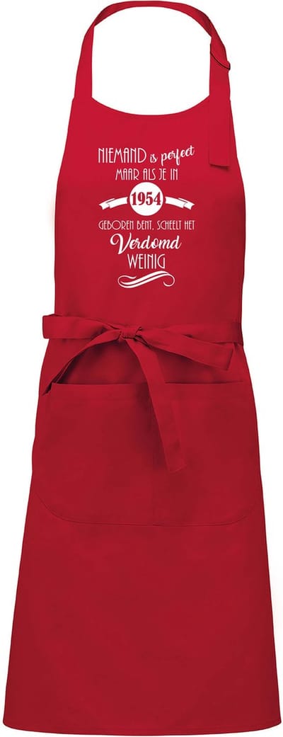 mijncadeautje - luxe keuken- barbecueschort - Niemand is perfect - 1954 - rood