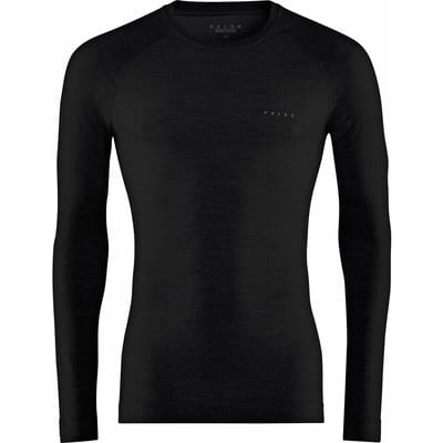 FALKE Wool-Tech Light Round Neck sneldrogend wol functioneel functioneel shirt met lange mouwen heren zwart - maat S