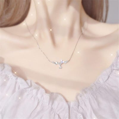 925 Sterling Zilver Zircon Vlinder Bedel Ketting Hanger Voor Vrouwen Bruiloft Mode Nieuwe Sieraden Accessoires dz359 beige