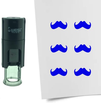 CombiCraft Stempel Snor 10mm rond - blauwe inkt