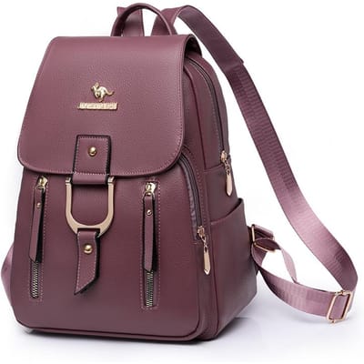 Sac à dos de luxe en cuir pour femmes, sac de voyage en plein air, grande capacité, cartable pour filles, sac à dos quotidien violet