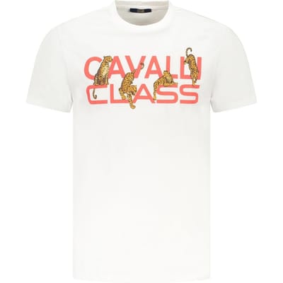 Cavalli Class Bianco Katoenen Heren T-Shirt